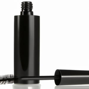 A close-up of a tube of mascara and an eye dropper.