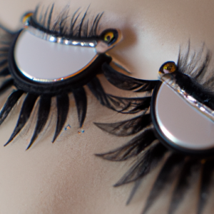 A close-up of a pair of false eyelashes with a magnet underneath them.