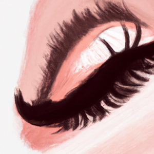 Suggested Prompt: A woman's eye with long, curled lashes.