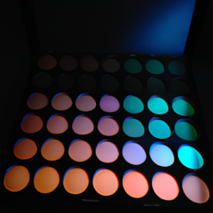 Suggested Prompt: A glowing makeup palette with contrasting colors.