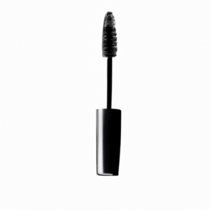 A clean white background with an image of a mascara wand in the center.
